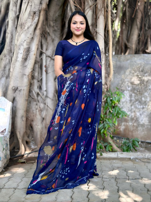 S.R.TEXTILES Printed Daily Wear Georgette Saree(Multicolor)