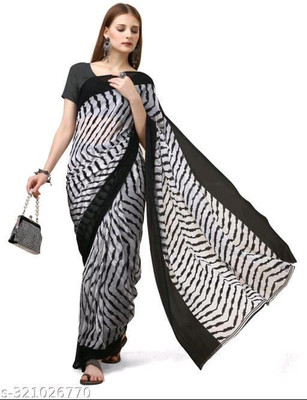 Saraswati Fab Printed Bollywood Georgette Saree(White)
