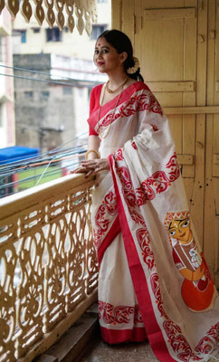 Swapnasari Printed Handloom Cotton Silk Saree(Multicolor)