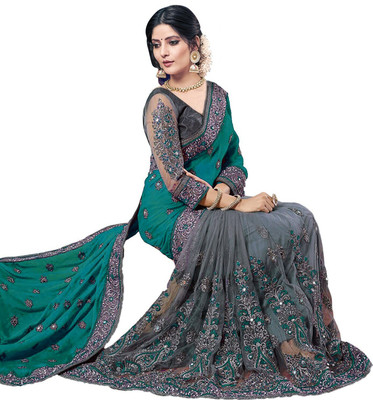 less than three Embroidered Bollywood Net, Art Silk Saree(Pink)
