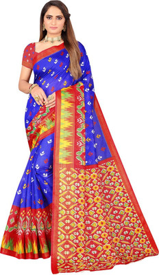 Suali Printed Bhagalpuri Art Silk Saree(Blue)