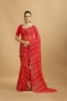 Damru trendz Digital Print Bollywood Georgette Saree(Red)