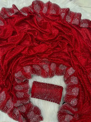 Rj Febric Embroidered Bollywood Jimmy choo Saree(Maroon)