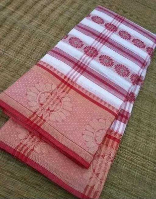 Maa laxmi saree center Self Design Tant Pure Cotton Saree(Red)