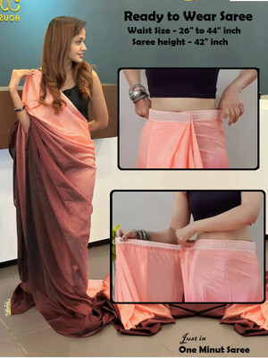 Riddhi textile Hub Dyed Bollywood Chiffon Saree(Orange, Maroon)
