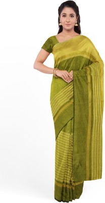 Saadhvi Striped Daily Wear Cotton Silk Saree(Yellow)