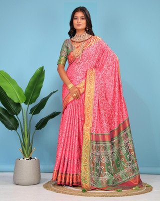 jayant creation Self Design, Printed Banarasi Silk Blend, Jacquard Saree(Pink)