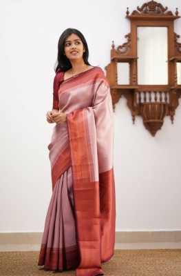 cosfic Woven Banarasi Jacquard, Pure Silk Saree(Pink)