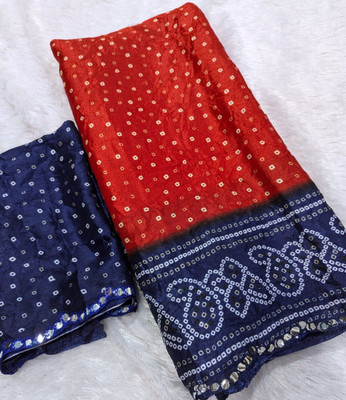 Yogik Creation Printed Bandhani Art Silk Saree(Red)