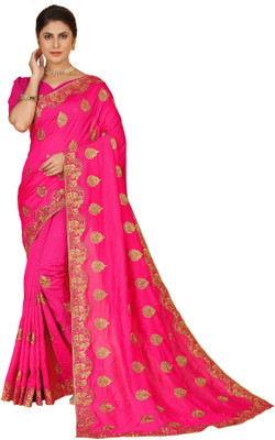 b bella creation Embroidered Bollywood Georgette Saree(Pink)