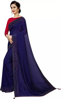 VRINDITA FASHION Embroidered Bollywood Georgette Saree(Blue)