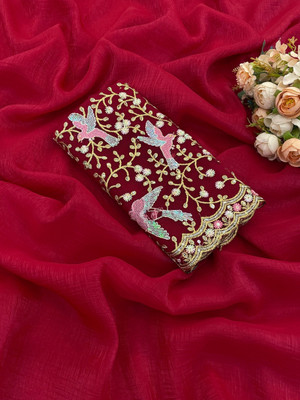 SHIV FASHION Solid/Plain Bollywood Chiffon Saree(Maroon)
