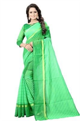 Saadhvi Printed Daily Wear Cotton Silk Saree(Green)