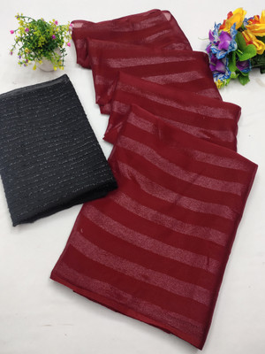 SkyRamya Striped Bollywood Chiffon Saree(Multicolor)