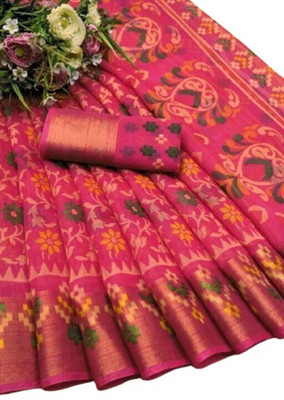 Adrika Printed Bollywood Cotton Silk Saree(Pink)