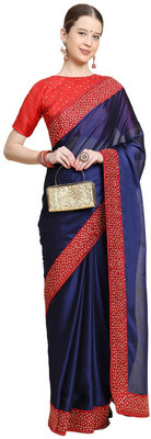 pUNYATHA CREATION Embellished Bollywood Crepe Saree(Dark Blue)
