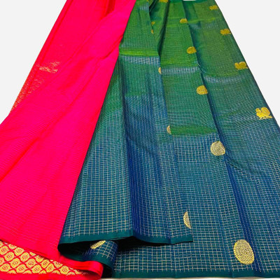 MIRMAN Striped Banarasi Pure Silk Saree(Light Blue, Pink)