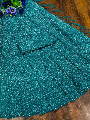 MAAFAB Embroidered Bollywood Net Saree(Blue)