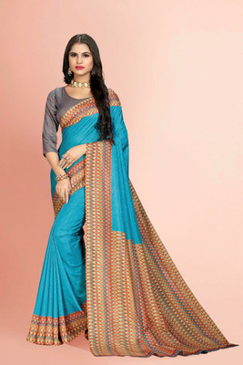 Novus Knitting Printed Bollywood Art Silk Saree(Blue)