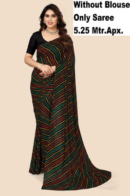 Kanooda Prints Printed Leheria Georgette Saree(Multicolor)