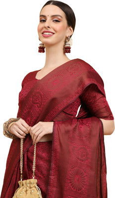 SHRIMAY Self Design Banarasi Art Silk Saree(Magenta)