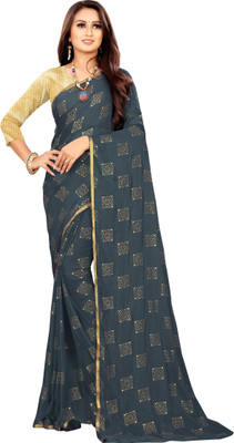 RHEY Printed Bollywood Chiffon Saree(Grey)