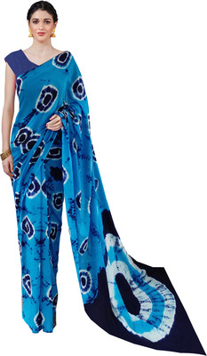 DASTKARPRINT Printed, Color Block, Blocked Printed, Floral Print, Dyed Daily Wear Pure Cotton Saree(Blue)