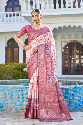 DHARMRAJ ENTERPRISE Digital Print Banarasi Crepe Saree(Red)