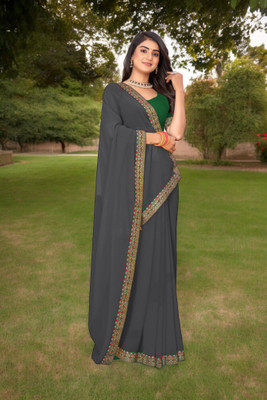 Kasumbo Tex Self Design Kanjivaram Georgette Saree(Grey)
