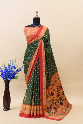 Jumki Fashion Printed Daily Wear Crepe Saree(Green)