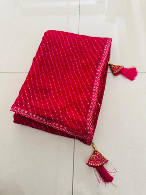 charmie designer Printed Bandhani Georgette Saree(Multicolor)