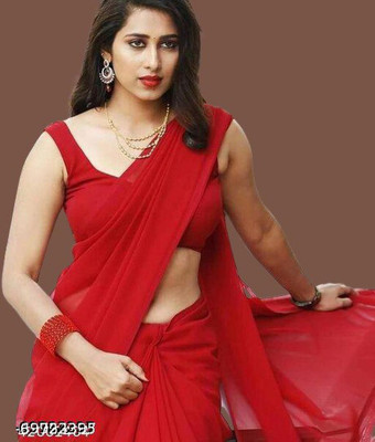 JV ENTERPRISE Striped Bollywood Chiffon Saree(Red)