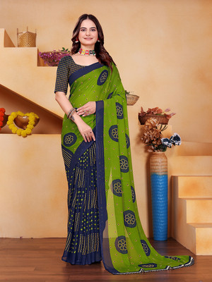 ARK Sarees Printed Bollywood Georgette Saree(Light Green)