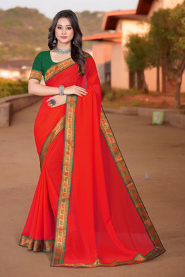 Kasumbo Tex Self Design Bollywood Georgette Saree(Red)