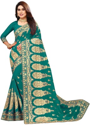 b bella creation Embroidered Bollywood Georgette Saree(Light Green)