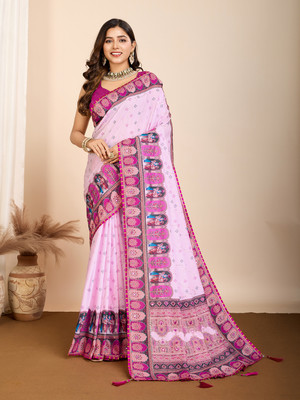 Yogik Creation Digital Print Banarasi Art Silk Saree(Pink)