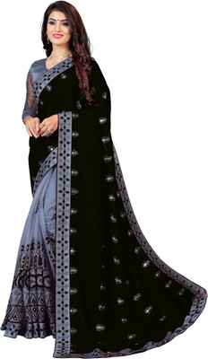 G JELLY FASHION TREE Embellished Bollywood Net Saree(Black)