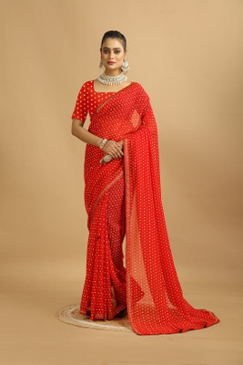 Damru trendz Digital Print Bollywood Georgette Saree(Red)