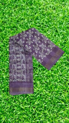 SARETRA MALL Printed Daily Wear Cotton Blend Saree(Purple)