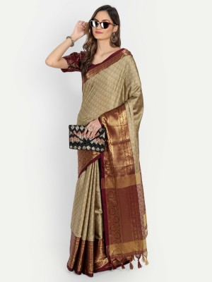 VRINDITA FASHION Self Design, Woven Mysore Cotton Silk Saree(Multicolor)