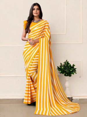 TTH Printed Bollywood Georgette Saree(Yellow)