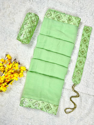 LADYSUTRA Self Design Bollywood Georgette Saree(Light Green)