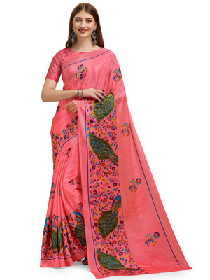 Leelavati Printed Daily Wear Crepe Saree(Pink)