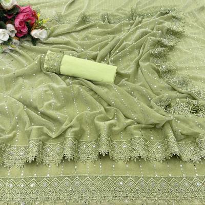 shivparvati Digital Print Bollywood Lycra Blend Saree(Light Green)