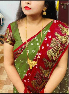 S.R.TEXTILES Printed Bandhani Crepe Saree(Multicolor)