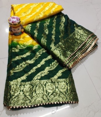 Priya Woven Banarasi Art Silk Saree(Green, Yellow)