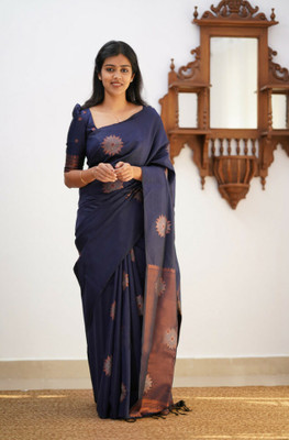 Divastri Woven Kanjivaram Pure Silk, Art Silk Saree(Blue)