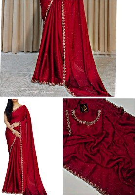 ADITYCREATION Temple Border Daily Wear Satin Saree(Red)