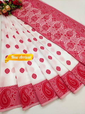 Julee Woven Banarasi Pure Silk Saree(White)