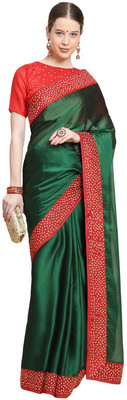 pUNYATHA CREATION Embellished Bollywood Crepe Saree(Dark Green)